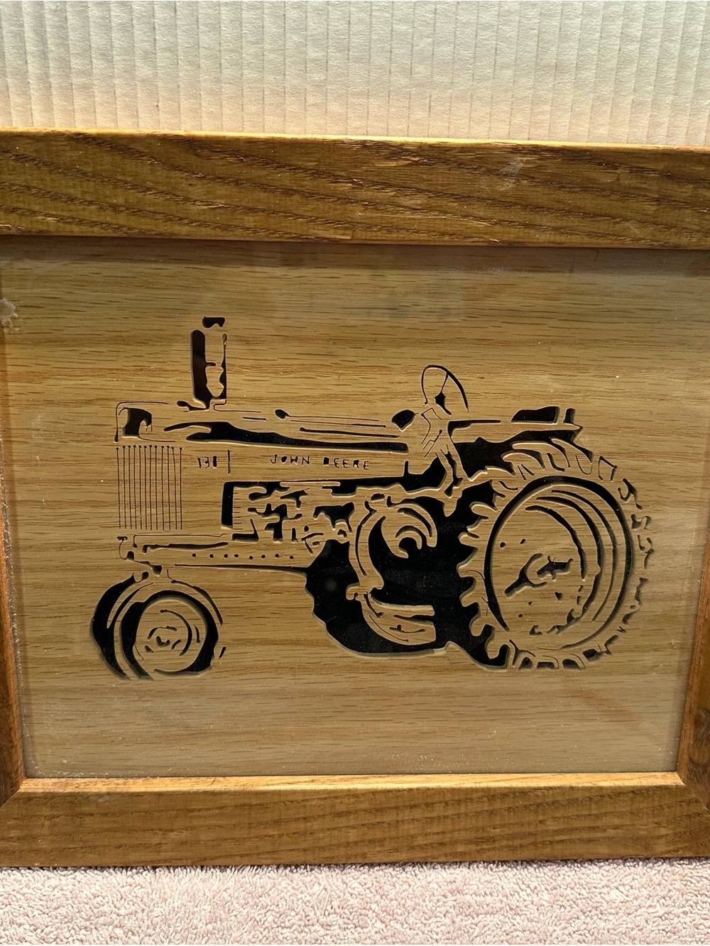 John Deere Tractor Wood Wall Art - Natural Wood with Black Inlay Laser cut decor